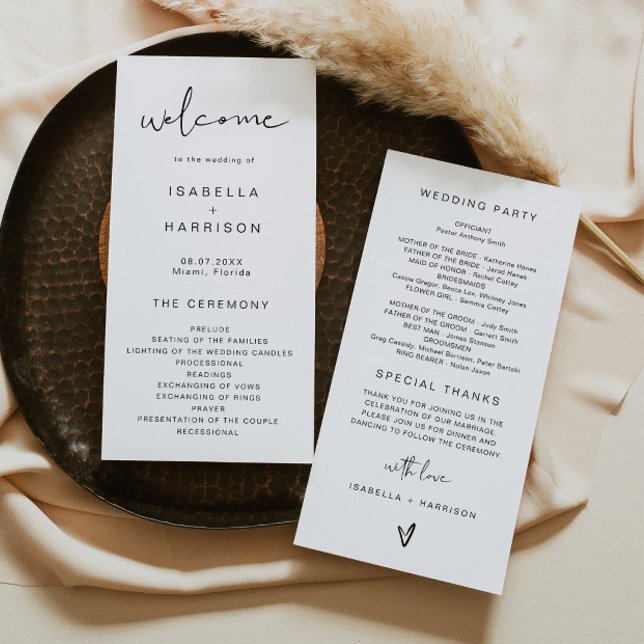 ADELLA Edgy Modern Minimalist Wedding Program (Creator Uploaded)