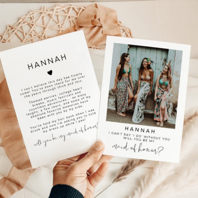 ADELLA Minimal Photo Maid of Honour Proposal Card  (Creator Uploaded)