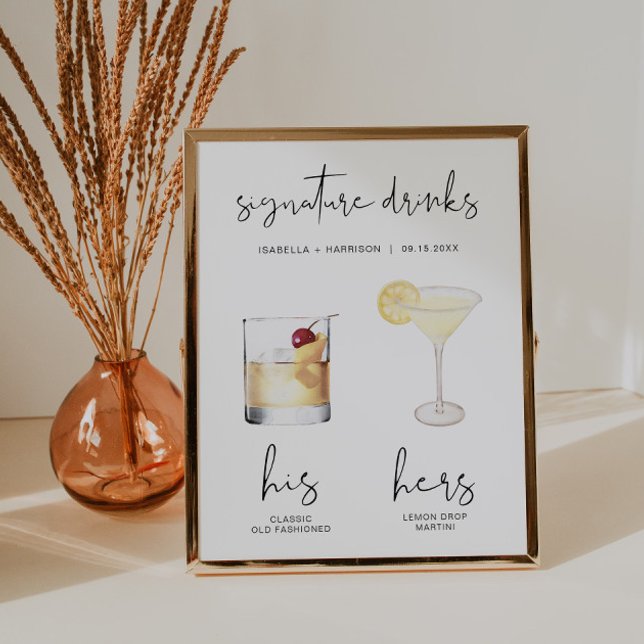 ADELLA Minimal Watercolor Cocktail Signature Drink Poster (Creator Uploaded)