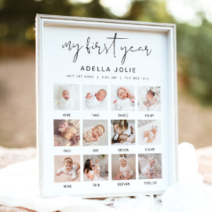 ADELLA Minimalist Boho First Year Photo Milestone Poster