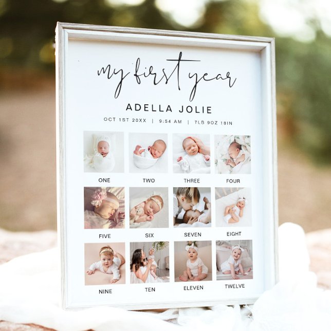 ADELLA Minimalist Boho First Year Photo Milestone Poster (Creator Uploaded)
