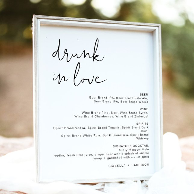 ADELLA Minimalist Drunk in Love Bar Menu Sign (Creator Uploaded)