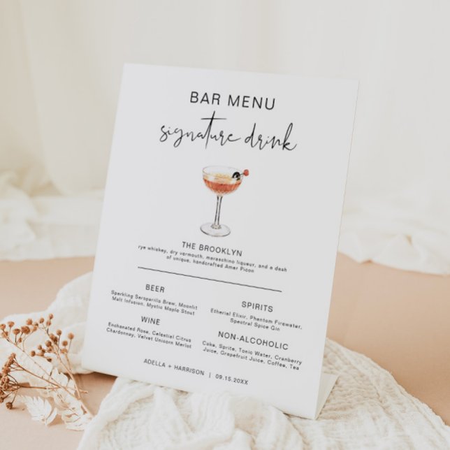 ADELLA Modern Cocktail Signature Drink Bar Menu Pedestal Sign (Creator Uploaded)