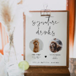 ADELLA Modern Minimal 2 Photo Pet Signature Drink Poster<br><div class="desc">This signature drink sign features two photo slots,  an edgy handwritten font,  and a modern minimalist design. Easily change the font and background colour to match your event. This sign is perfect for adding either a photo fo the bride and groom,  kiddos,  or your favourite family pets.</div>