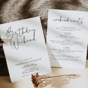 ADELLA Modern Minimal Birthday Weekend Itinerary Invitation