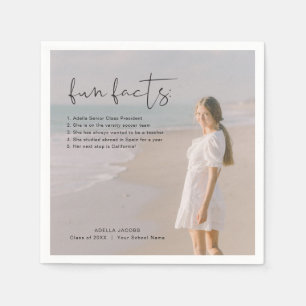 ADELLA Modern Minimal Fun Facts Graduation Party Napkin