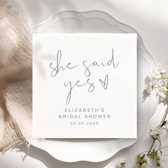 ADELLA Modern Minimal She Said Yes Bridal Shower Napkin (Creator Uploaded)