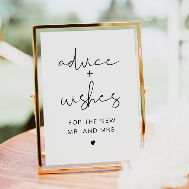 ADELLA Modern Minimalist Advice & Wishes Sign Invitation (modern minimalist advice and wishes for the new mr and mrs sign)