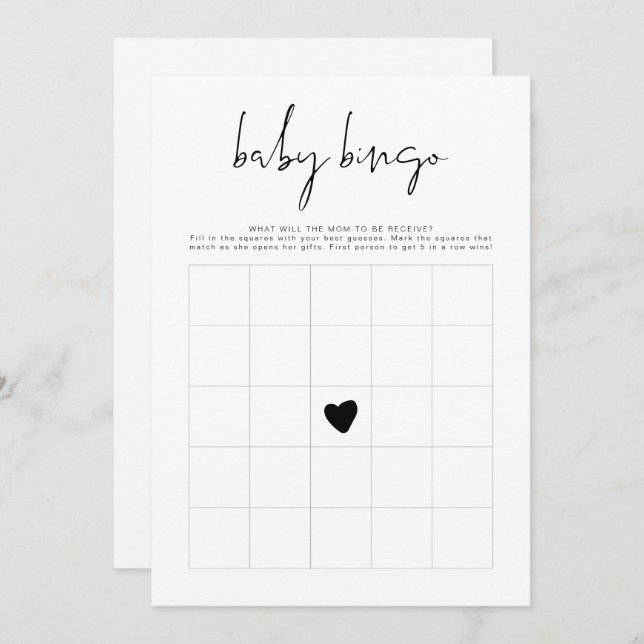 ADELLA Modern Minimalist Baby Shower Bingo Game  Invitation (Front/Back)