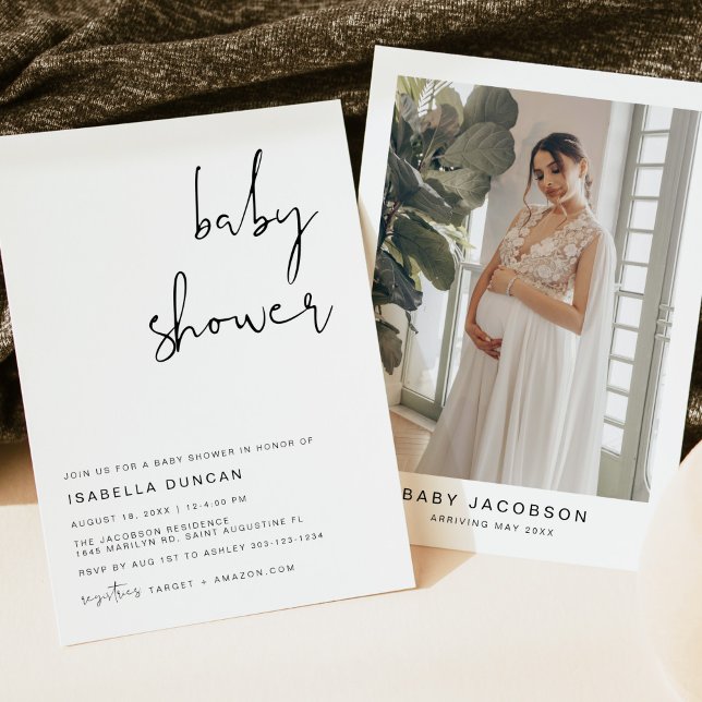 ADELLA Modern Minimalist Baby Shower Invitation (Creator Uploaded)