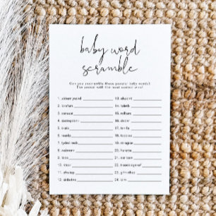 ADELLA Modern Minimalist Baby Word Scramble Game I Invitation