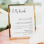 ADELLA Modern Minimalist Let's Drink Bar Menu Sign<br><div class="desc">This bar menu sign features two styled mimosas,  an edgy handwritten font,  and a modern minimalist design. Easily change the font and background colour to match your event. This is perfect for a wedding,  couple's shower,  bridal shower,  engagement party or any other special event.</div>