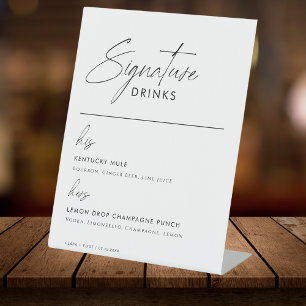 ADELLA Modern Wedding Signature Drinks Menu Pedestal Sign