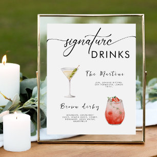 ADELLA Modern Wedding Signature Drinks Menu Pedestal Sign