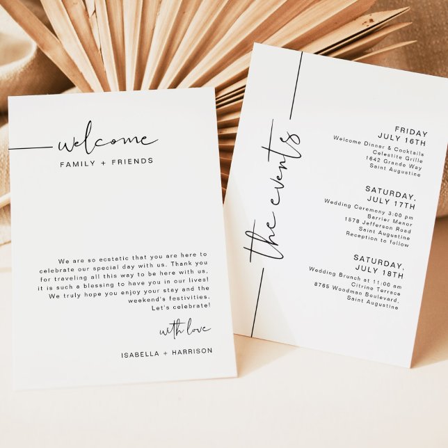 ADELLA Modern Wedding Weekend Welcome Schedule Invitation (Creator Uploaded)