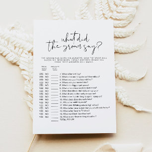 ADELLA Simple What Did The Groom Say Bridal Game Invitation