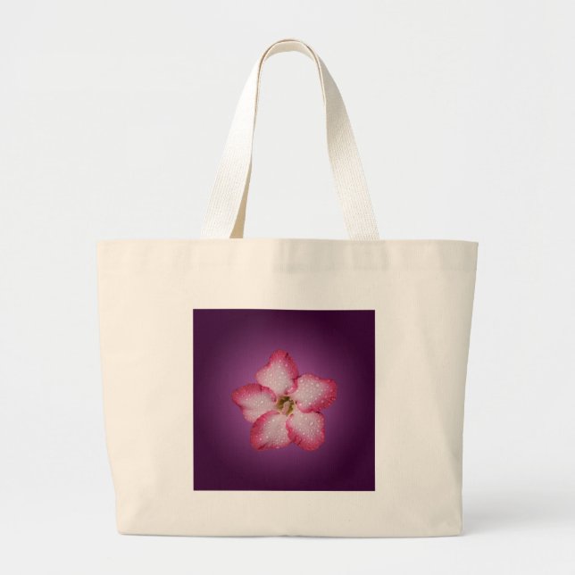 Adenium Pink Flower Flora Gradient Violet Large Tote Bag (Front)