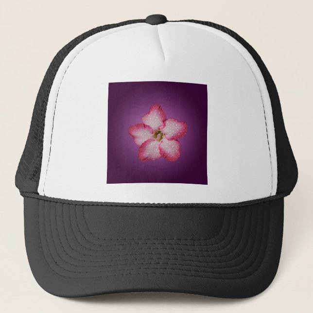 Adenium Pink Flower Flora Gradient Violet Trucker Hat (Front)