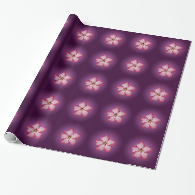 Adenium Pink Flower Flora Gradient Violet Wrapping Paper (Unrolled)