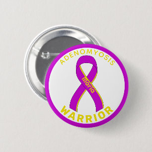 Adenomyosis Warrior Ribbon White Button