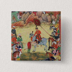 Adham Khan paying homage to Akbar at Sarangpur, Ce 15 Cm Square Badge