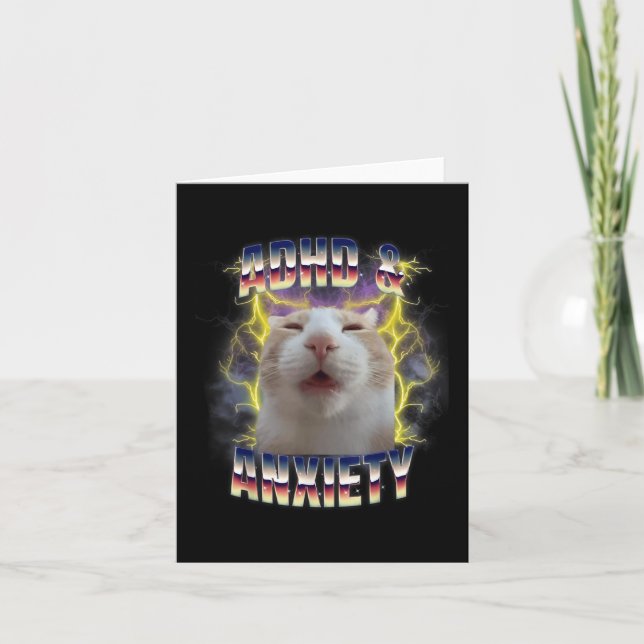 Adhd And Anxiety Neurodiversity Funny Silly Meme C Card (Front)