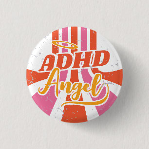 ADHD Angel Cute Retro Mental Health 3 Cm Round Badge