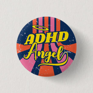 ADHD Angel Cute Retro Mental Health Slogan 3 Cm Round Badge