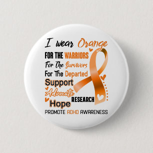 ADHD Awareness Month Ribbon Gifts 6 Cm Round Badge