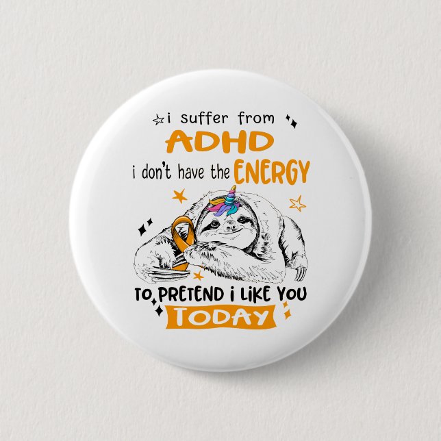 ADHD Awareness Month Ribbon Gifts 6 Cm Round Badge (Front)