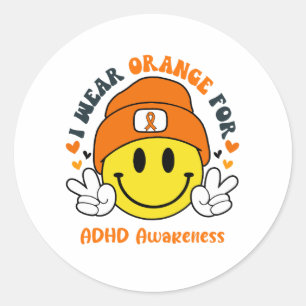 ADHD Awareness Ribbon Support Gifts Classic Round Sticker