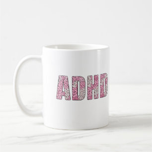 ADHD Brain Letters - Pink & Beige Anatomy Text Art Coffee Mug