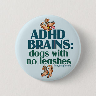 ADHD BRAINS (blue) 6 Cm Round Badge