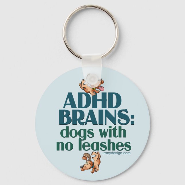 ADHD BRAINS (blue) Key Ring (Front)
