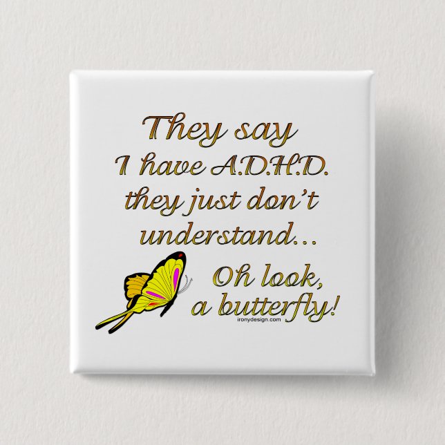 ADHD Butterfly 15 Cm Square Badge (Front)