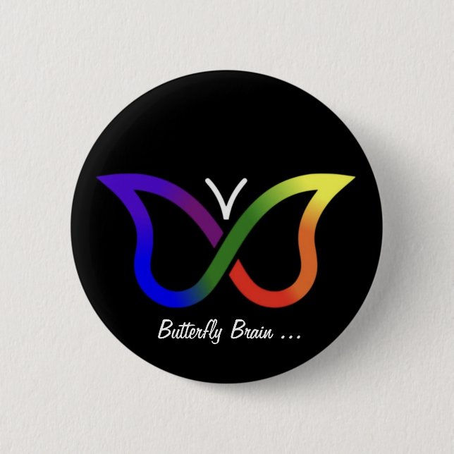 ADHD Butterfly Brain Neurodiversity Button Badge (Front)