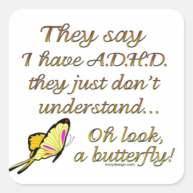 ADHD Butterfly Square Sticker (Front)