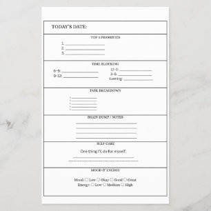 ADHD Daily Planner Page
