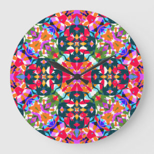 ADHD Dopamine Boost Positivity Pattern Colourful Large Clock