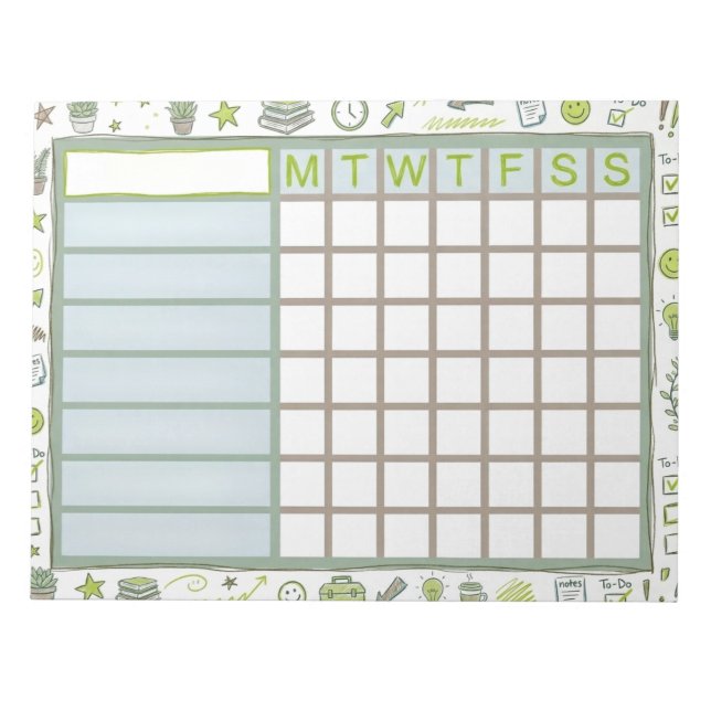 ADHD Dopamine Weekly Habit Tracker Planner Notepad (Front)