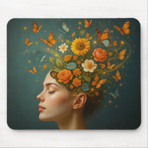 ADHD Floral Mind Bloom Butterfly Mouse Pad