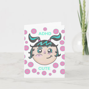ADHD greeting card with "ADHD Cute" illustration