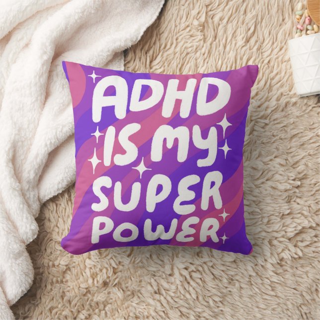 ADHD is my Superpower Cheerful Fun Bubble Letters  Cushion (Blanket)