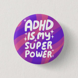 ADHD is my Superpower Fun Bubble Letters Colorful 3 Cm Round Badge