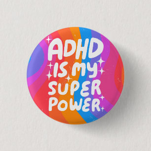 ADHD is my Superpower Fun Bubble Letters Colourful 3 Cm Round Badge