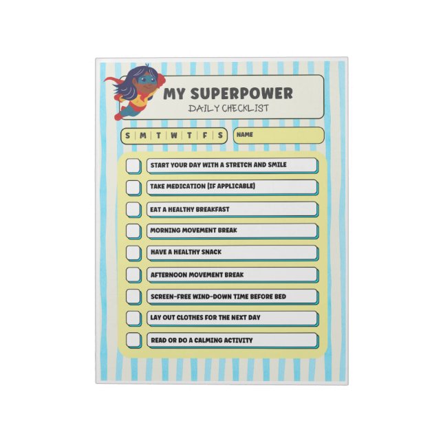 ADHD KIds Daily Checklist  Notepad (Rotated)
