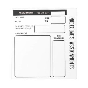 ADHD Kids Personalised Pad for Homework Tracking