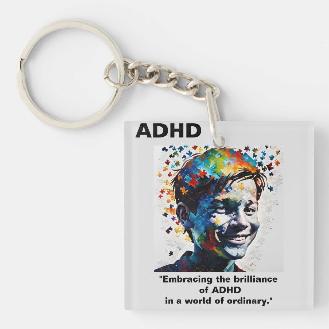 ADHD Living The Brilliance of ADHD Sticker Key Ring (Front)