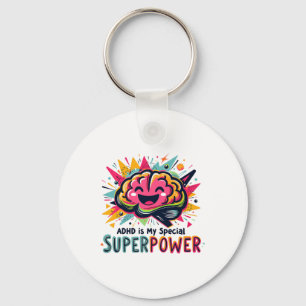 Adhd My Superpower Awareness Month Support Rainbow Key Ring
