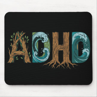 ADHD Nature Elements Typography Design Mouse Pad